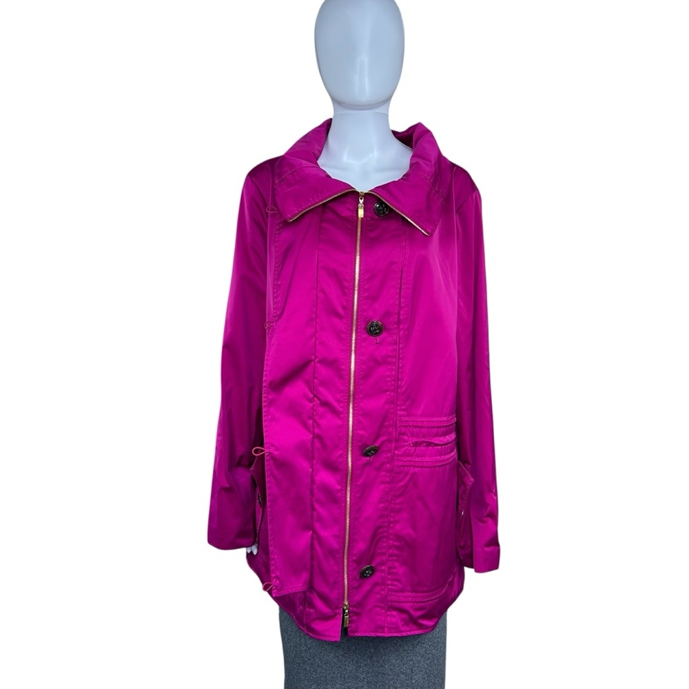 Escada Windbreaker Jacket Size 10 Convertible Collar Lightweight Rain Coat Pink - Picture 3 of 16